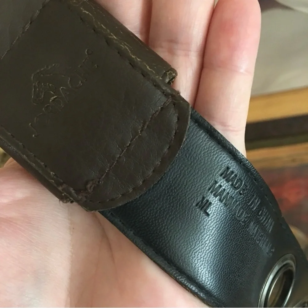 Jordache dark brown aged silver grommet belt M/L
